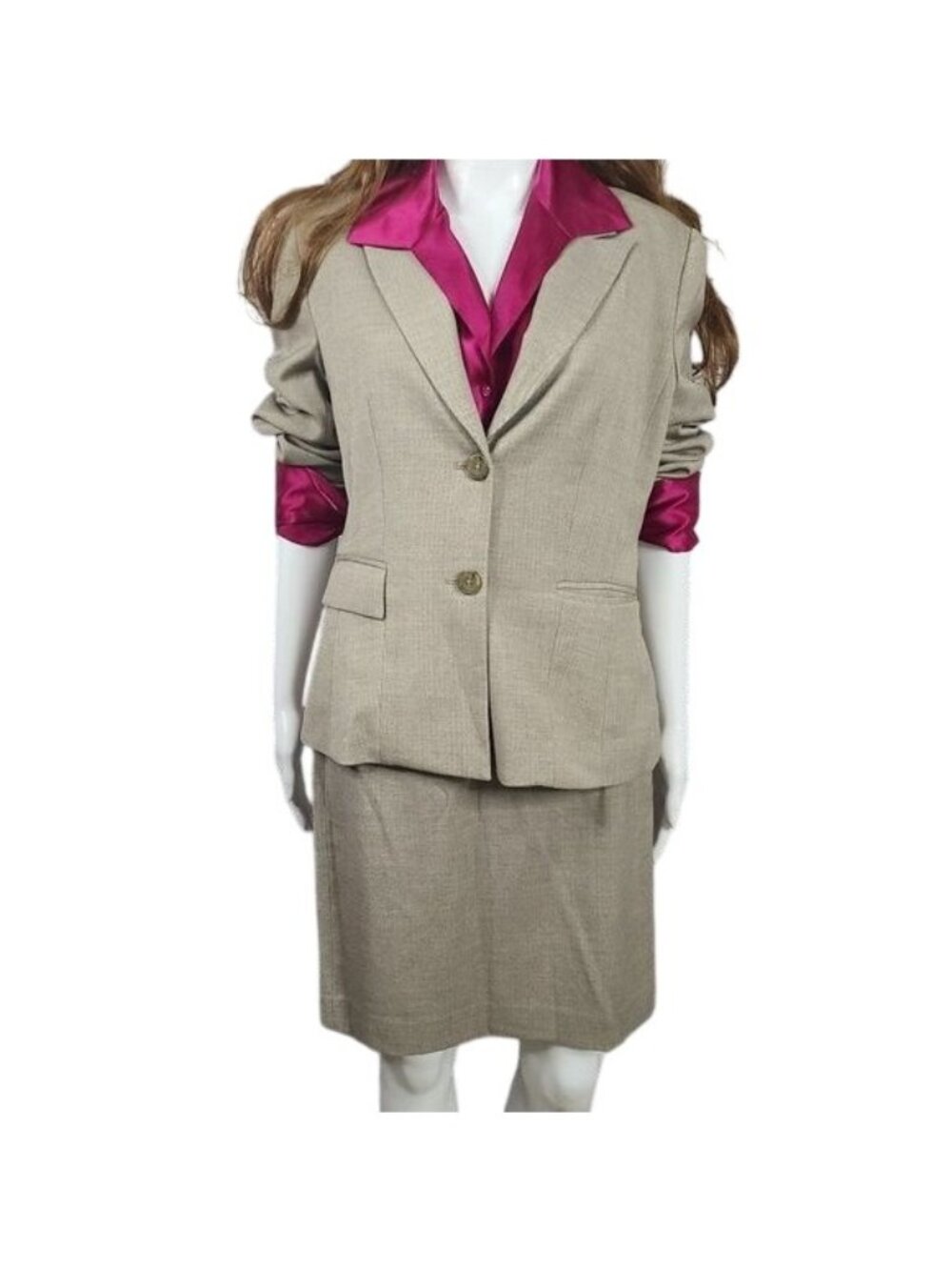 Banana Republic Beige Blazer & Skirt Suit Set Womens Size 4 & 10